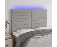 Galvūgalis su LED, šviesiai pilkas, 144x5x118/128cm, audinys