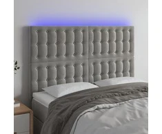 Galvūgalis su LED, šviesiai pilkas, 144x5x118/128cm, aksomas
