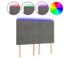 Galvūgalis su LED, šviesiai pilkas, 144x5x118/128cm, aksomas