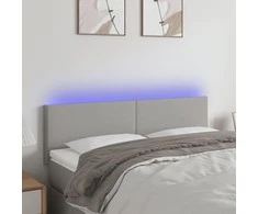 Galvūgalis su LED, šviesiai pilkas, 144x5x78/88cm, audinys
