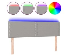 Galvūgalis su LED, šviesiai pilkas, 144x5x78/88cm, audinys
