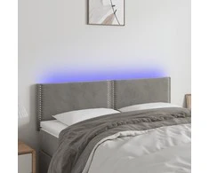 Galvūgalis su LED, šviesiai pilkas, 144x5x78/88cm, aksomas
