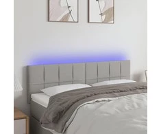 Galvūgalis su LED, šviesiai pilkas, 144x5x78/88cm, audinys