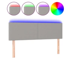Galvūgalis su LED, šviesiai pilkas, 144x5x78/88cm, audinys