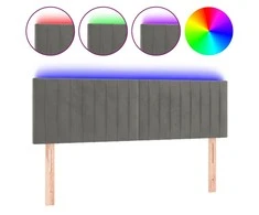 Galvūgalis su LED, šviesiai pilkas, 144x5x78/88cm, aksomas