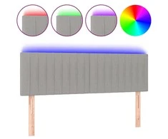 Galvūgalis su LED, šviesiai pilkas, 144x5x78/88cm, audinys