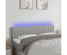 Galvūgalis su LED, šviesiai pilkas, 144x5x78/88cm, audinys