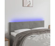 Galvūgalis su LED, šviesiai pilkas, 144x5x78/88cm, aksomas