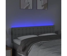 Galvūgalis su LED, šviesiai pilkas, 144x5x78/88cm, audinys