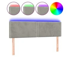 Galvūgalis su LED, šviesiai pilkas, 144x5x78/88cm, aksomas
