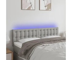 Galvūgalis su LED, šviesiai pilkas, 144x5x78/88cm, audinys