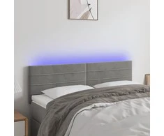 Galvūgalis su LED, šviesiai pilkas, 144x5x78/88cm, aksomas