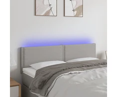 Galvūgalis su LED, šviesiai pilkas, 144x5x78/88cm, audinys