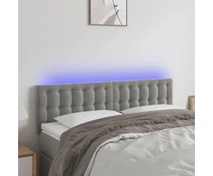 Galvūgalis su LED, šviesiai pilkas, 144x5x78/88cm, aksomas