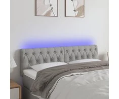 Galvūgalis su LED, šviesiai pilkas, 144x7x78/88cm, audinys