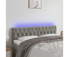 Galvūgalis su LED, šviesiai pilkas, 144x7x78/88cm, aksomas