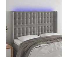 Galvūgalis su LED, šviesiai pilkas, 147x16x118/128cm, aksomas