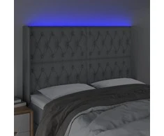 Galvūgalis su LED, šviesiai pilkas, 147x16x118/128cm, audinys