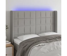 Galvūgalis su LED, šviesiai pilkas, 147x16x118/128cm, audinys
