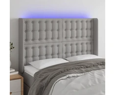 Galvūgalis su LED, šviesiai pilkas, 147x16x118/128cm, audinys