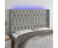 Galvūgalis su LED, šviesiai pilkas, 147x16x118/128cm, audinys