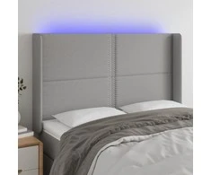 Galvūgalis su LED, šviesiai pilkas, 147x16x118/128cm, audinys