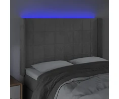 Galvūgalis su LED, šviesiai pilkas, 147x16x118/128cm, aksomas