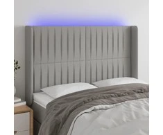Galvūgalis su LED, šviesiai pilkas, 147x16x118/128cm, audinys