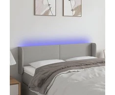Galvūgalis su LED, šviesiai pilkas, 147x16x78/88cm, audinys