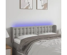Galvūgalis su LED, šviesiai pilkas, 147x16x78/88cm, audinys