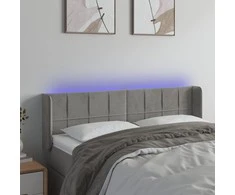 Galvūgalis su LED, šviesiai pilkas, 147x16x78/88cm, aksomas
