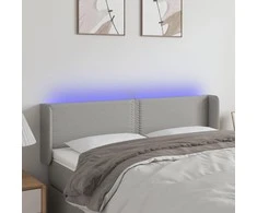 Galvūgalis su LED, šviesiai pilkas, 147x16x78/88cm, audinys