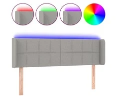 Galvūgalis su LED, šviesiai pilkas, 147x16x78/88cm, audinys