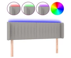 Galvūgalis su LED, šviesiai pilkas, 147x16x78/88cm, audinys