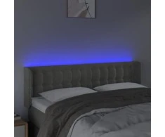 Galvūgalis su LED, šviesiai pilkas, 147x16x78/88cm, aksomas