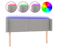 Galvūgalis su LED, šviesiai pilkas, 147x16x78/88cm, audinys