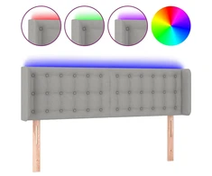 Galvūgalis su LED, šviesiai pilkas, 147x16x78/88cm, audinys