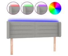 Galvūgalis su LED, šviesiai pilkas, 147x16x78/88cm, audinys