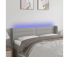 Galvūgalis su LED, šviesiai pilkas, 147x16x78/88cm, audinys