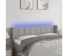 Galvūgalis su LED, šviesiai pilkas, 147x16x78/88cm, audinys