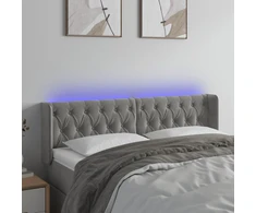 Galvūgalis su LED, šviesiai pilkas, 147x16x78/88cm, aksomas