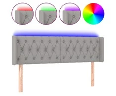 Galvūgalis su LED, šviesiai pilkas, 147x16x78/88cm, audinys