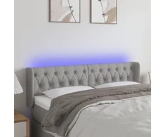 Galvūgalis su LED, šviesiai pilkas, 147x16x78/88cm, audinys