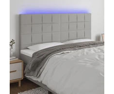 Galvūgalis su LED, šviesiai pilkas, 160x5x118/128cm, audinys