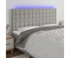 Galvūgalis su LED, šviesiai pilkas, 160x5x118/128cm, audinys