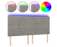 Galvūgalis su LED, šviesiai pilkas, 160x5x118/128cm, aksomas