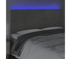 Galvūgalis su LED, šviesiai pilkas, 160x5x118/128cm, aksomas
