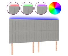 Galvūgalis su LED, šviesiai pilkas, 160x5x118/128cm, audinys