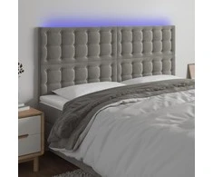 Galvūgalis su LED, šviesiai pilkas, 160x5x118/128cm, aksomas