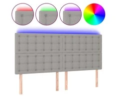 Galvūgalis su LED, šviesiai pilkas, 160x5x118/128cm, audinys